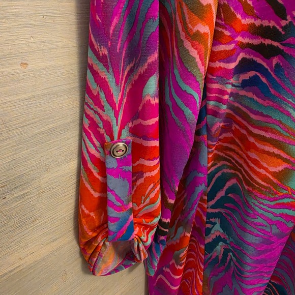 Dear Scarlett Multicolor Abstract Zebra Print Tunic Blouse Size Large GC - Picture 4 of 10